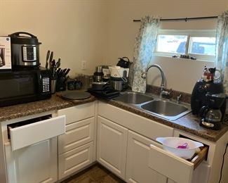 Small kitchen appliances. This is the smaller of 2 kitchens in the house. 