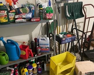 Chemicals for garden and home, and garden tools