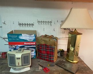 heater, brass lamp, and travel coffee pots