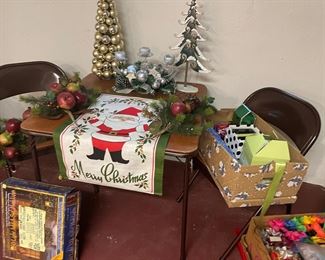 holiday decor, card table and chairs - folding and wrapping essentials