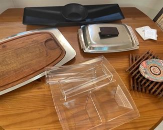 MCM: Wood, stainless, and acrylic service pieces