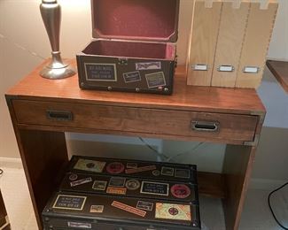 Desk and "travel" trunks