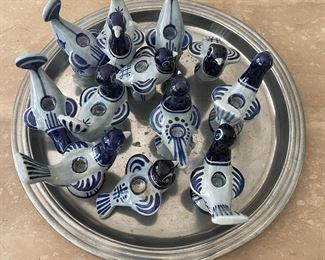 Soholm Denmark Pottery bird candle holders - set of 12