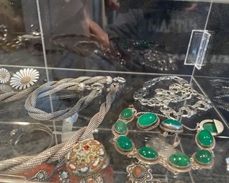 Sterling pieces and Italian Moonglow bracelet and earrings by Alice Caviness