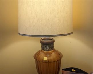 Amber glass lamp $50 that matches swag lamp pictured next.