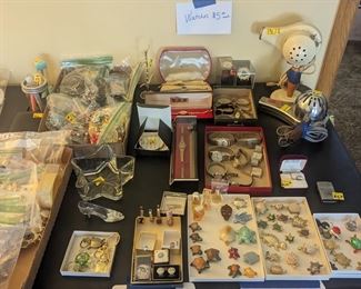 Costume jewelry, watches, tie tacs and tie clips
Vintage hair dryers and yes they work!