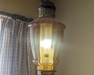 Amber glass swag lamp $125 matches table lamp in previous picture.