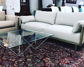 Modern Sofa, glass top coffee table