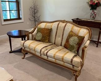 Meroni Francesco Low Profile Gold Striped Loveseat