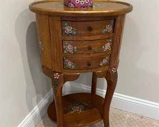 Baroque 3 Drawer Side Table With Floral Accents