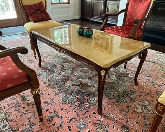 Versailles Design Center Marble Top French Louis XV Style Coffee Table (48"L x 27"W x 20"H)