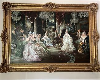 Framed Oil on Canvas Reproduction of The Recital by Juan Pablo Salinas y Teruel