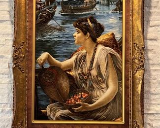 Framed Tabriz Framed Reproduction of "A Roman Boat Race" By Edward Poynter Rug