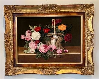 Tabriz Floral Arrangement Framed Rug