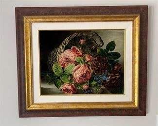 Framed Tabriz Floral Arrangement Rug
