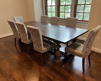 Restoration Hardware Dining Table (108"L x 43"W x 30"H) & Pier 1 Imports Upholstered Side Chairs (8pc)