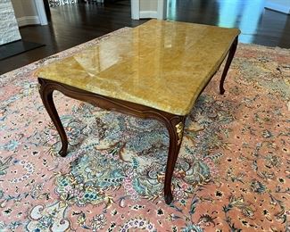 Versailles Design Center Marble Top French Louis XV Style Coffee Table (48"L x 27"W x 20"H)