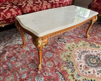 Versailles Design Center Marble Top French Louis XV Style Coffee Table (47"L x 23"W x 20"H)