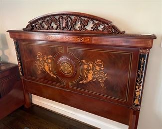 Mahogany Millworks French Empire Marquetry Inlay Eastern King Bed Frame (Headboard - 60"H x 73"W)