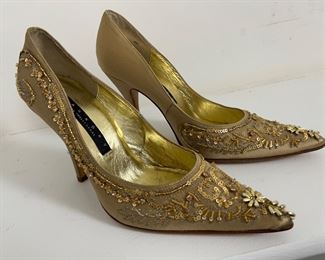 Women's Laundry By Shelli Segal Gold Embellished High Heel Pumps Size 7