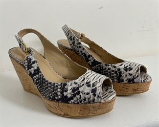 Women's Stuart Weitzman Jean Snake Wedge Sandals Size 7
