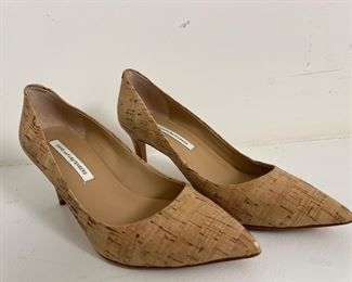 Women's Diane Von Furstenberg Bethany Natural Cork Heels Size 6