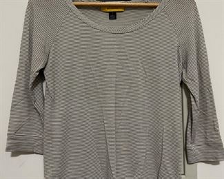 Women's St. John Gray White Mini Striped Top Size P