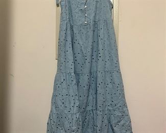 Women's Valentina Naldi Blue Eyelet Sundress Size 37