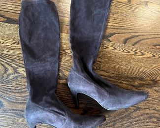 Women's Stuart Weitzman Brown Suede Knee-Length Heeled Boots Size 7