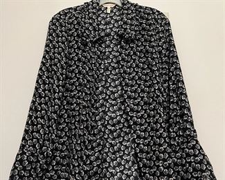 Women's Rebecca Taylor Black & White Floral Long Sleeve Blouse Size 6