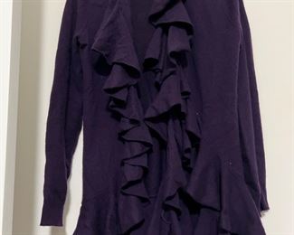 Women's Ralph Lauren Purple 100% Cashmere Frill Blouse Size M