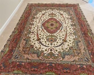 Persian Ivory & Pink Silk With Cotton Undercarriage Rug (9'9"W x 13'7"L)