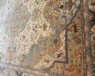 Persian Pictorial Silk Tabriz Rug (9'11"W x 13'2"L)