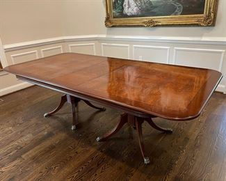 Mahogany Pedestal Dining Table (83"L x 47"W x 30"H w/ 16" Built in Leaf)