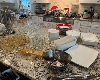 Collection of Glasses, Tea Cups, Dishes & Kitchen Ware