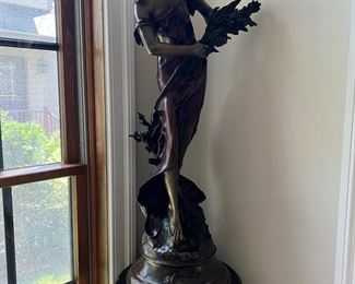 The Lady With Wheat Bronze Sculpture by Auguste Moreau