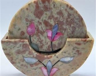 Lot 91   3 Bid(s)
Indian Inlaid Gem Soap Stone Coaster Set