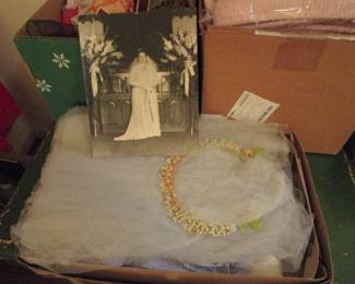 Vintage wedding dress and photo of the bride in the dress (photo comes with the dress).