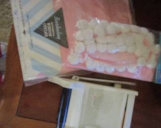 Toilet paper holder/radio and vintage shower curtain