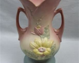 Lot 062   4 Bid(s)
Hull Pottery Magnolia Vase, Shape 8-10 1/2, Pink/Blue