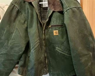 Large Green Denim Coat with Flannel Lining