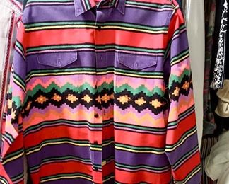 1980s Wrangler Aztec Design Button Up Long Sleeve