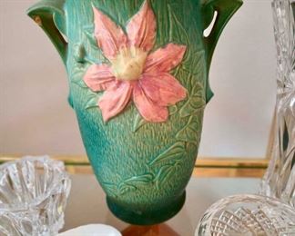 Roseville Pottery - Green Clematis Vase