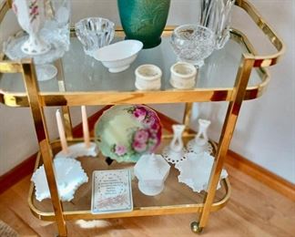 Mid Century Brass & Glass Bar Cart