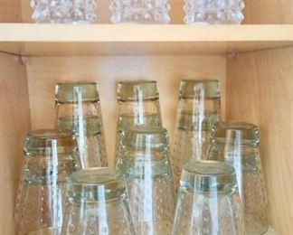 Set of 6 Dotted High Top Glasses, Set of 8 Dotted Low Top Glasses, Set of 3 Chiseled Crystal Glasses