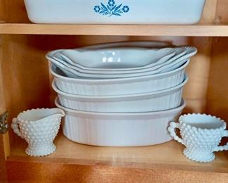 Corning Ware Blue Cornflower - Casserole Dish, Baking Pan, 3 French White Casserole Dishes