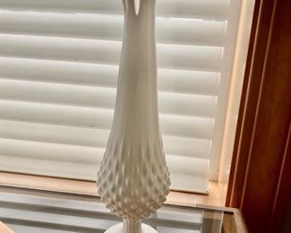 Milk Glass Vase with Stretched Top