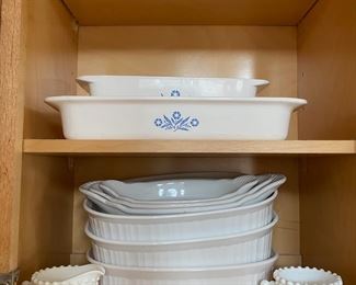 Corning Ware Blue Cornflower - Casserole Dish, Baking Pan, 3 French White Casserole Dishes