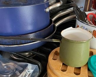 Green Enamel Turkish Coffee Pot/Ladle