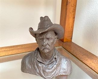 Bronzetone Resin Sculpture of Cowboy by Garman